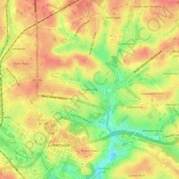 North Hills topographic map, elevation, terrain