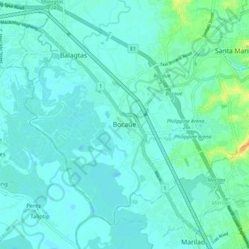 Bocaue topographic map, elevation, terrain