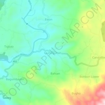 Quinoguitan topographic map, elevation, terrain