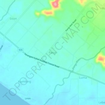 Pangi topographic map, elevation, terrain