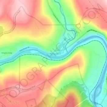 Mongaup topographic map, elevation, terrain