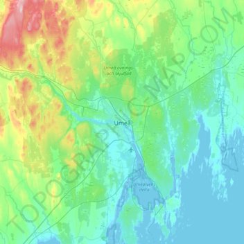 Umeå topographic map, elevation, terrain