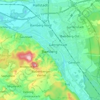 Bamberg topographic map, elevation, terrain