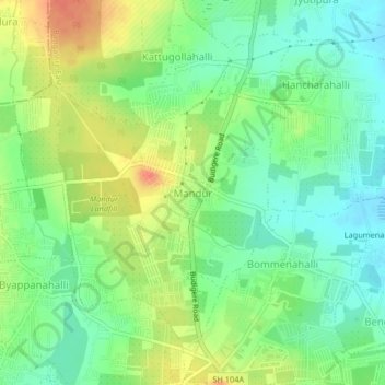Manduru topographic map, elevation, terrain