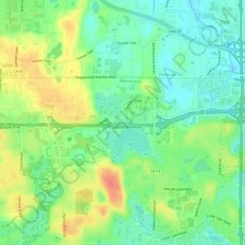 Oak Knoll topographic map, elevation, terrain