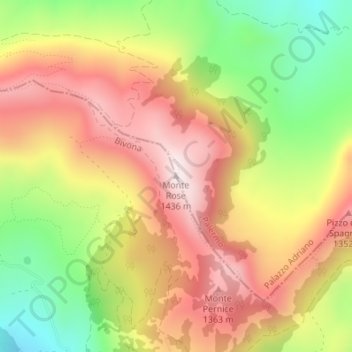 Monte Rose topographic map, elevation, terrain