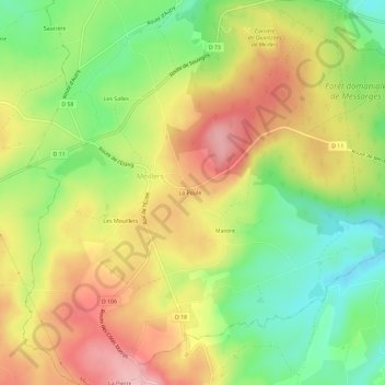 La Poule topographic map, elevation, terrain