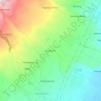Sengkraan topographic map, elevation, terrain