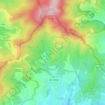 les Comunes topographic map, elevation, terrain