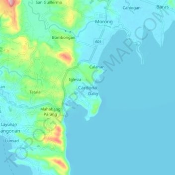 Cardona topographic map, elevation, terrain