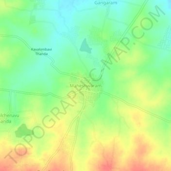 Maheshwaram topographic map, elevation, terrain