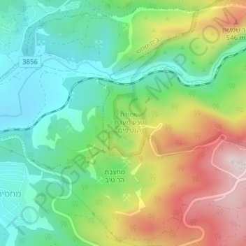 Soreq Cave topographic map, elevation, terrain
