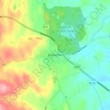 Markethill topographic map, elevation, terrain