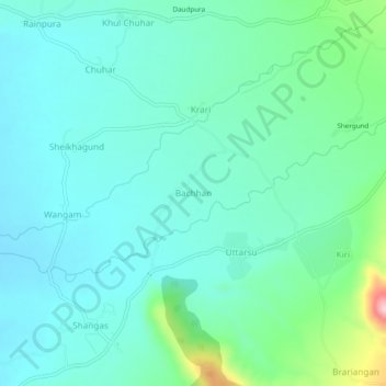 Bachhan topographic map, elevation, terrain