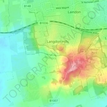 Langdon Hills topographic map, elevation, terrain