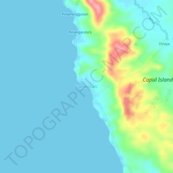 Landusan topographic map, elevation, terrain