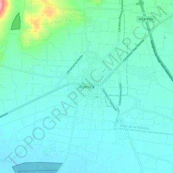 Romita topographic map, elevation, terrain