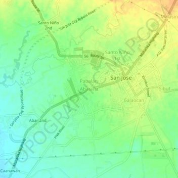 Abar 1st topographic map, elevation, terrain