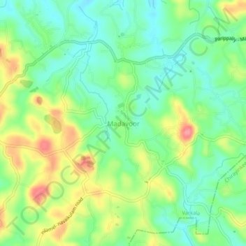 Madavoor topographic map, elevation, terrain