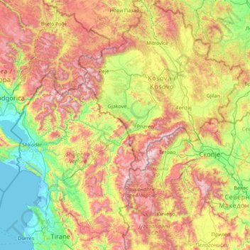 Pashtrik topographic map, elevation, terrain