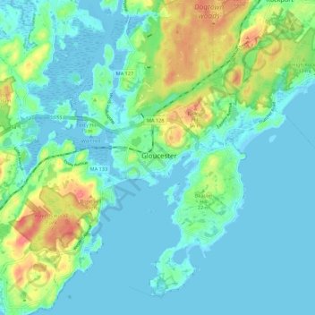 Gloucester topographic map, elevation, terrain