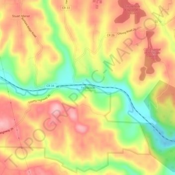 Fernwood topographic map, elevation, terrain