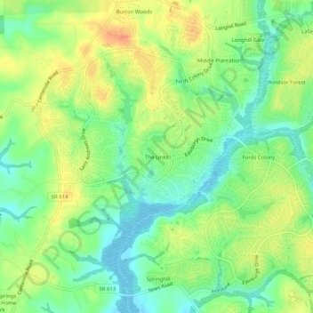 The Links topographic map, elevation, terrain