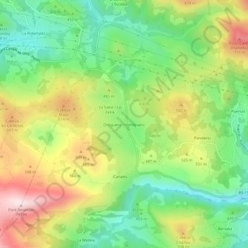 Ortiguero topographic map, elevation, terrain