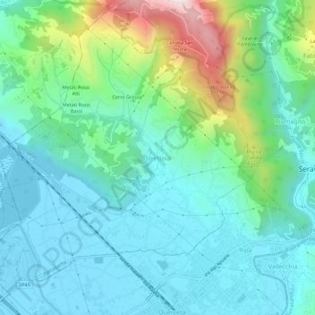 Strettoia topographic map, elevation, terrain