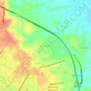 Way Huwi topographic map, elevation, terrain