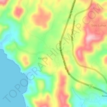 Kelawi topographic map, elevation, terrain
