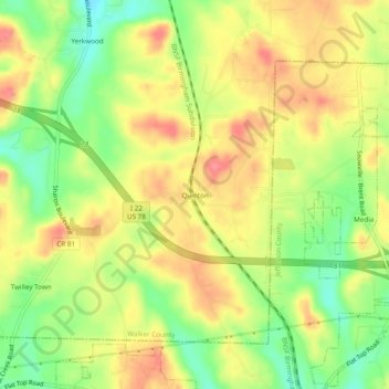 Quinton topographic map, elevation, terrain