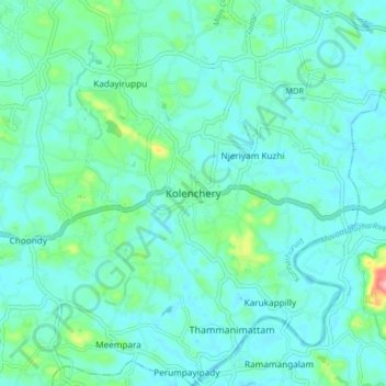 Kolenchery topographic map, elevation, terrain