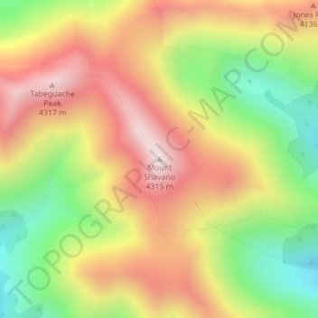 Mount Shavano topographic map, elevation, terrain