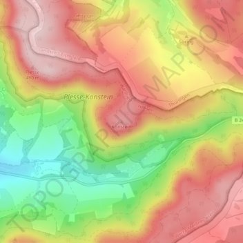 Konstein topographic map, elevation, terrain