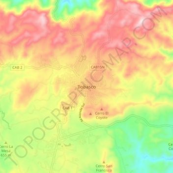 Ilobasco topographic map, elevation, terrain