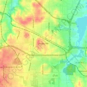 Forest Hill topographic map, elevation, terrain