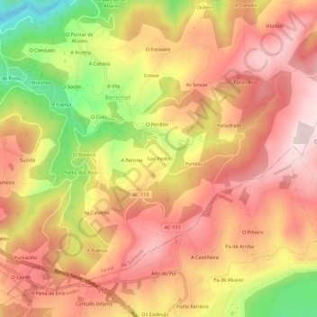 San Pedro topographic map, elevation, terrain