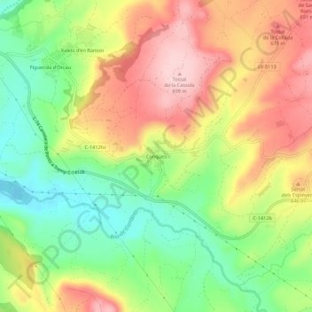 Conques topographic map, elevation, terrain