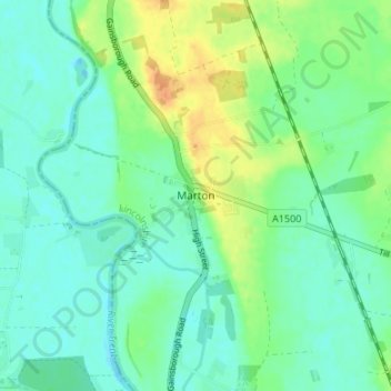 Marton topographic map, elevation, terrain