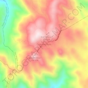 Cuajimoloyas topographic map, elevation, terrain