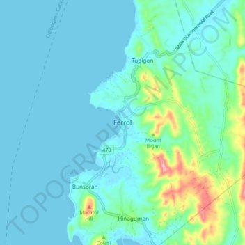 Ferrol topographic map, elevation, terrain