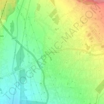 Bhaniyawala topographic map, elevation, terrain