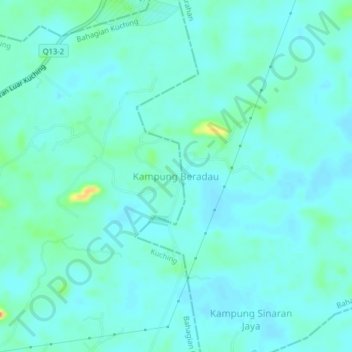 Kampung Beradau topographic map, elevation, terrain