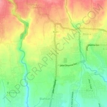 Buruan topographic map, elevation, terrain