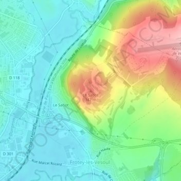 Le Sabot topographic map, elevation, terrain