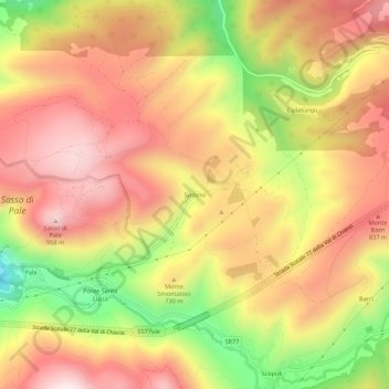 Sostino topographic map, elevation, terrain