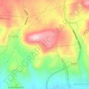 Labyrintaki Cave topographic map, elevation, terrain