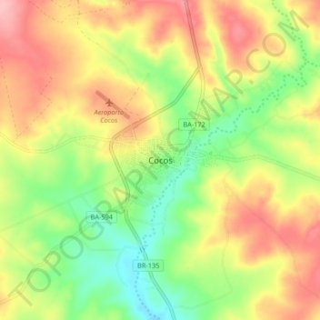 Cocos topographic map, elevation, terrain