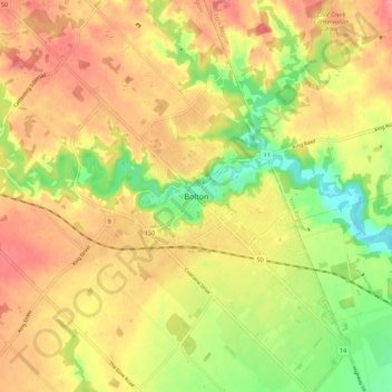 Bolton topographic map, elevation, terrain